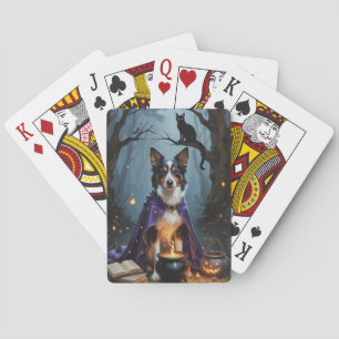 Jeu De Cartes Peinture fantaisiste d'Halloween de chien Kelpie a