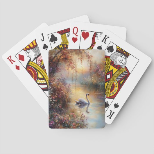 Jeu De Cartes Peinture impressionniste rustique Swan (dos)