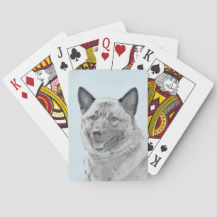 Jeu De Cartes Peinture norvégienne Elkhound - Art original Chien