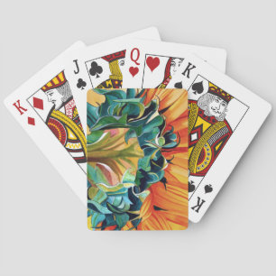 Jeu De Cartes Peinture originale à l'aquarelle Tournesol jaune