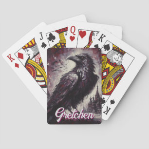 Jeu De Cartes Peinture personnalisée de corbeau gothique oiseau