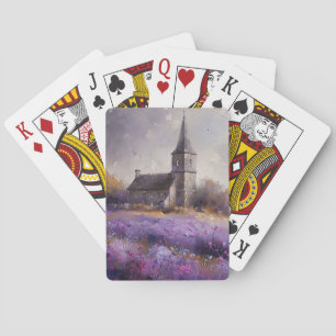 Jeu De Cartes Peinture sur terrain de l'église rustique et du Fl