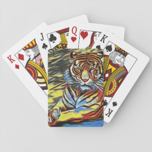 Jeu De Cartes Peinture Tigre colorée