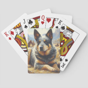 Jeu De Cartes Peinture vintage australienne de chien de bétail