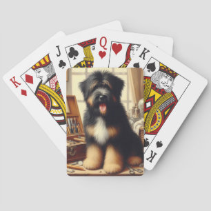 Jeu De Cartes Peinture vintage de chien de garde