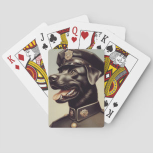 Jeu De Cartes Peinture vintage de chiens de police