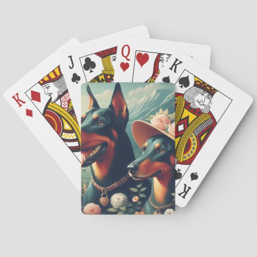 Jeu De Cartes Peinture vintage Doberman (dos)