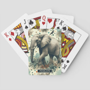 Jeu De Cartes Peinture vintage sur la jungle des éléphants