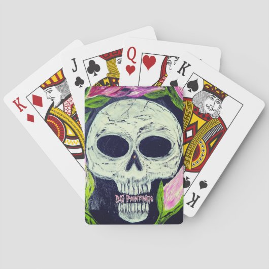 Jeu De Cartes Peintures DG Crâne Fleur (dos)