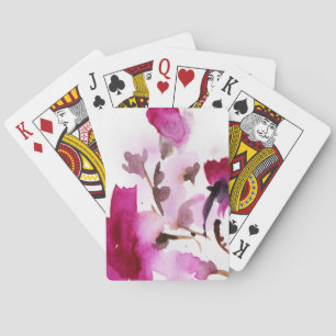 Jeu De Cartes Peintures florales abstraites 4 d'aquarelle