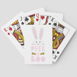 Jeu De Cartes Peking rose et blanc Bunny Pâques Peek-A-Boo