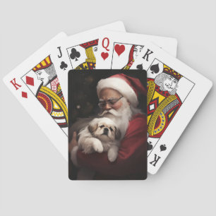 Jeu De Cartes Pekingese avec le Père Noël Festif Noël
