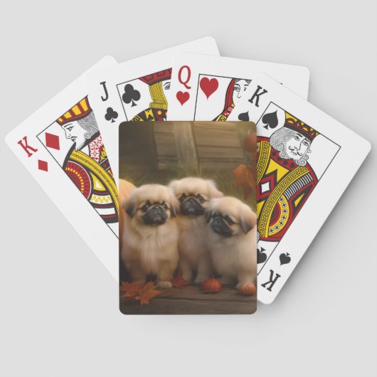 Jeu De Cartes Pekingese Chiot Automne Citrouille délice (dos)