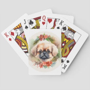 Jeu De Cartes Pekingese Christmas Wreath Festive Pup