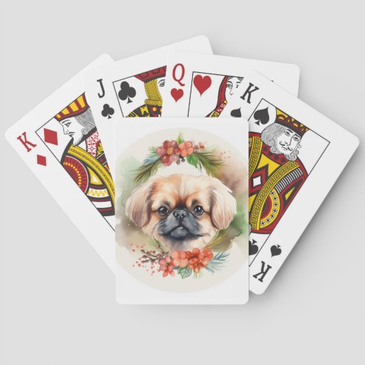 Jeu De Cartes Pekingese Christmas Wreath Festive Pup (dos)