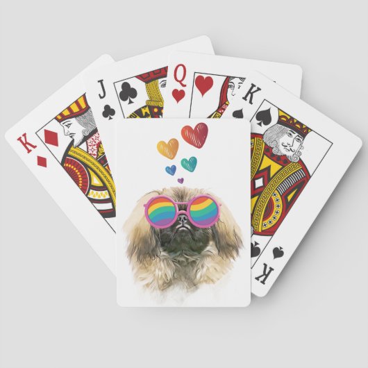 Jeu De Cartes Pekingese Dog with Hearts Saint-Valentin (dos)