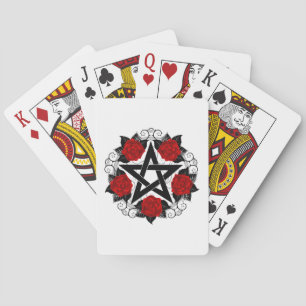 Jeu De Cartes Pentagramme aux roses rouges