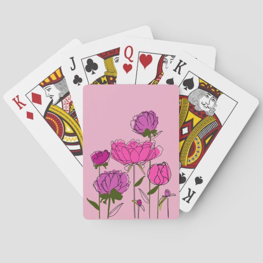 Jeu De Cartes Peonies rose et violet sur Arrière - plan rose cla (dos)