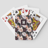 Jeu De Cartes Peonies sombres Motif floral | Monogramme (dos)