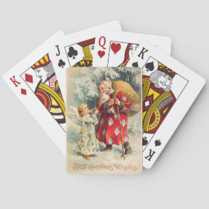 Jeu De Cartes Père Noël Angel vintage victorien Noël sur or