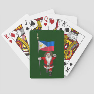 Jeu De Cartes Père Noël Avec L'Enseigne Des Philippines