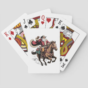 Jeu De Cartes Père Noël cow-boy à cheval Noël
