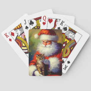 Jeu De Cartes Père Noël de Noël et un chat (1)