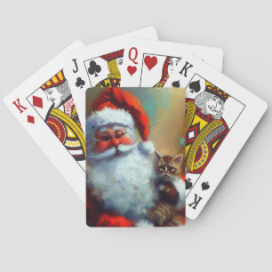 Jeu De Cartes Père Noël de Noël et un chat (4)