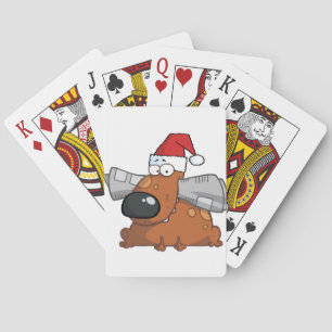 Jeu De Cartes Père Noël Dog tient un journal à la bouche