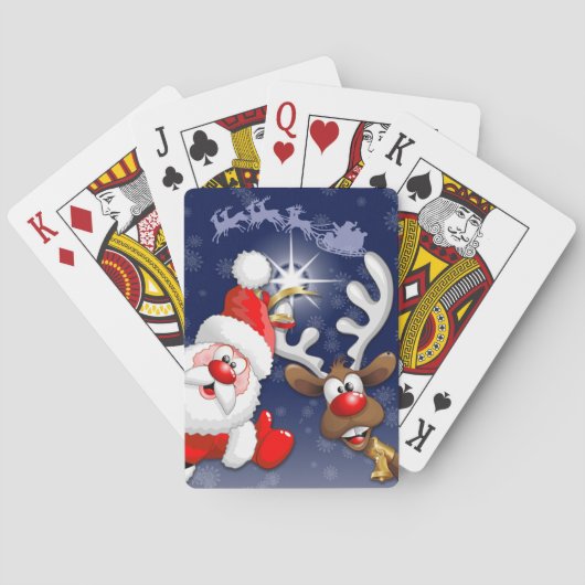 Jeu De Cartes Père Noël et Reindeer Joyeux Noël Joyeux dessin an (dos)