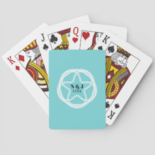 Jeu De Cartes Perle blanche sarcelle étoile mariage cadeau de do