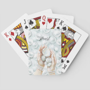 Jeu De Cartes Perles Coquilles Bleues Mousse de l'Océan Blanc