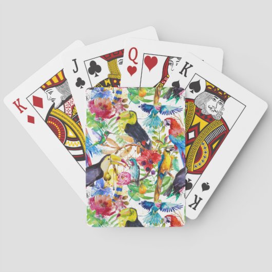 Jeu De Cartes Perroquets colorés d'aquarelle (dos)