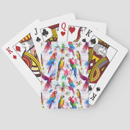 Jeu De Cartes Perroquets de style d'aquarelle (dos)
