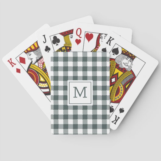 Jeu De Cartes Personalized Green Gingham Plaid Monogram (dos)
