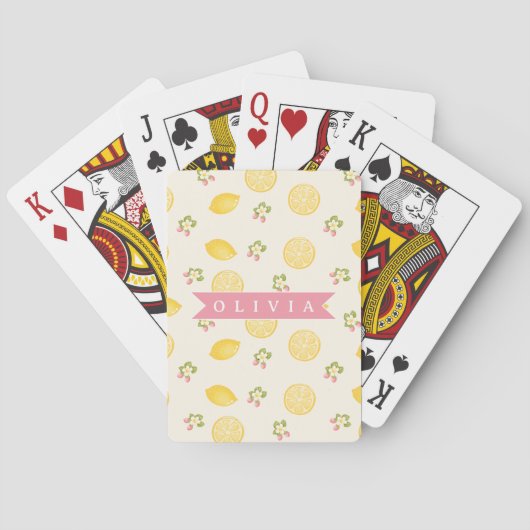 Jeu De Cartes Personalized Lemon Floral Summer Custom Name (dos)