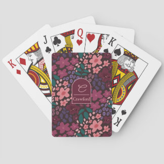Jeu De Cartes Personalized Monogram Moody Floral Playing Cards
