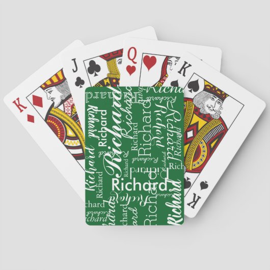 Jeu De Cartes Personalized Name Repeated on Green (dos)