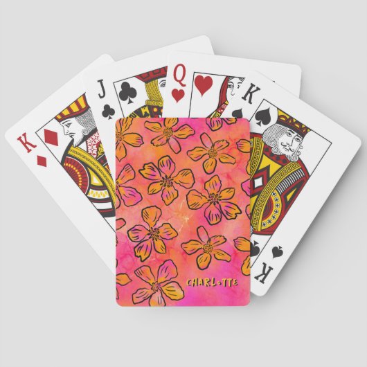 Jeu De Cartes Personalized Pink Floral Pop Art (dos)