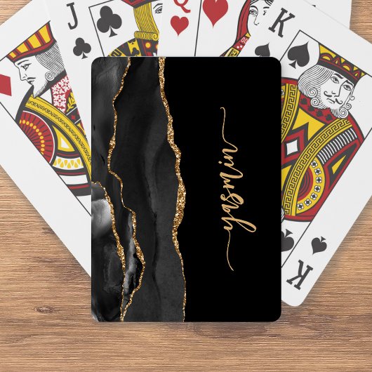 Jeu De Cartes Personalized Signature Black Gold Agate