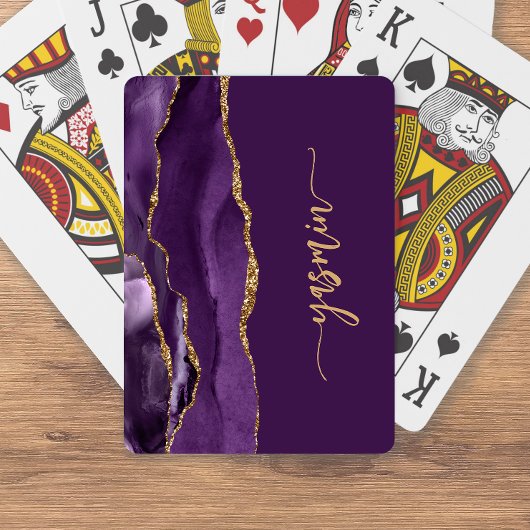 Jeu De Cartes Personalized Signature Purple Gold Agate