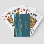 Jeu De Cartes Personalized Signature Teal Blue Gold Agate (dos)