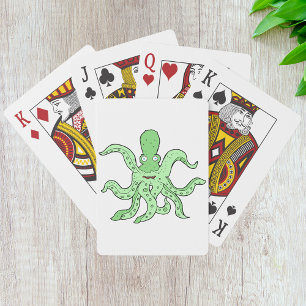 Jeu De Cartes Personnage de Pieuvre Verte Monstre Marin Excentri