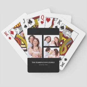Jeu De Cartes Personnalisé 3 sections Famille Photo Collage Blac