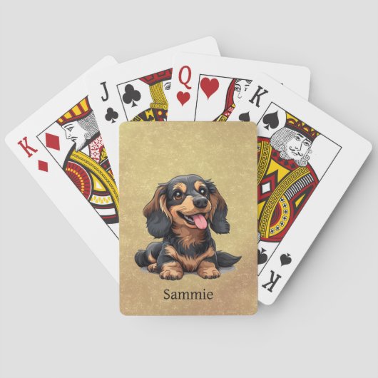 Jeu de cartes personnalisé avec chiot teckel migno (dos)
