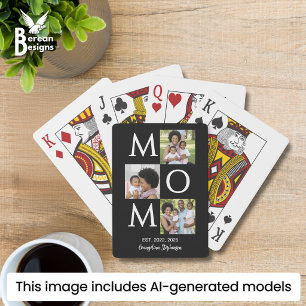 Jeu De Cartes Personnalisé Noir Blanc 3 Photo Maman Établie