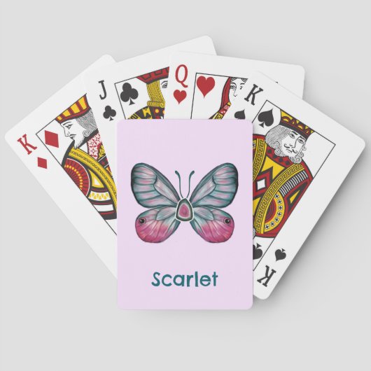 Jeu De Cartes Personnalisé Octobre Pink verre papillon Art (dos)
