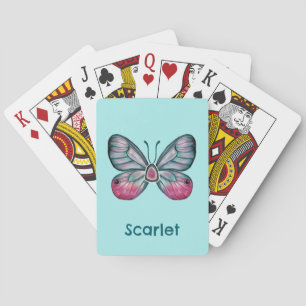 Jeu De Cartes Personnalisé Octobre Turquoise Verre Papillon Art