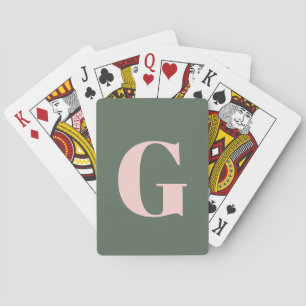 Jeu De Cartes Personnalisé Simple Bold Monogramme rose et vert