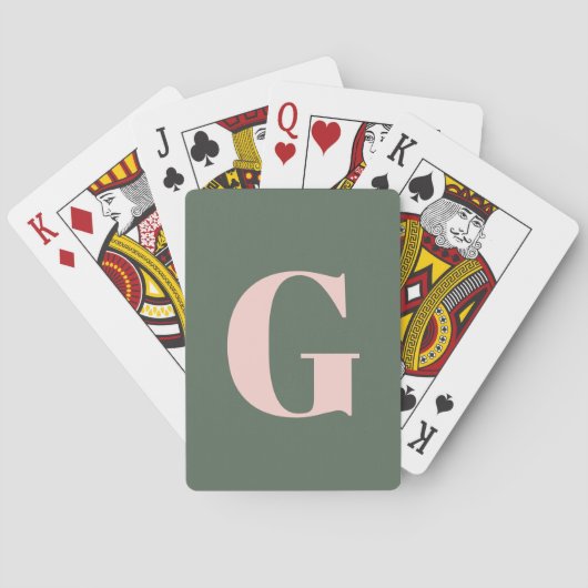 Jeu De Cartes Personnalisé Simple Bold Monogramme rose et vert (dos)
